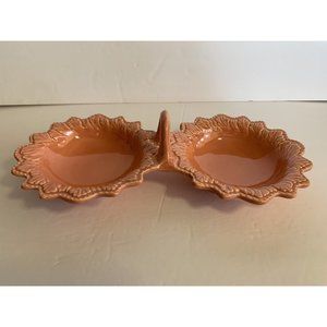 California Pottery Doranne Double Bowls With Handle Mid Century USA Vintage